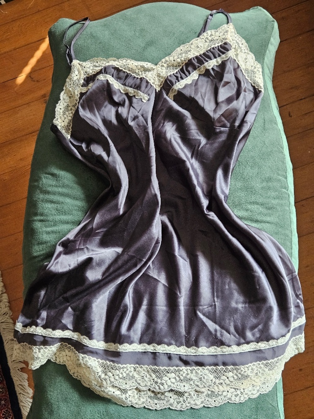 VS Dream Angels Lace Slip dress in dark grey and cream - Large